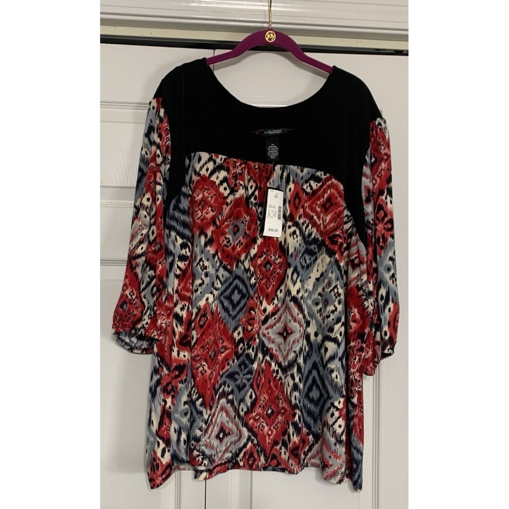 NWT Liz & Me Platinum Collection Multi Colored Tunic Top Blouse 4X